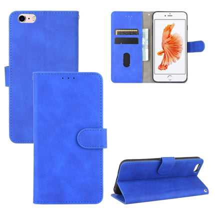 For iPhone 6 Plus & 6s Plus Solid Color Skin Feel Magnetic Buckle Horizontal Flip Calf Texture PU Leather Case with Holder & Card Slots & Wallet(Blue)-garmade.com