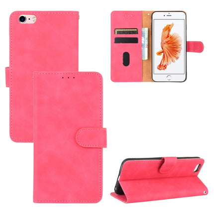 For iPhone 6 Plus & 6s Plus Solid Color Skin Feel Magnetic Buckle Horizontal Flip Calf Texture PU Leather Case with Holder & Card Slots & Wallet(Rose Gold)-garmade.com