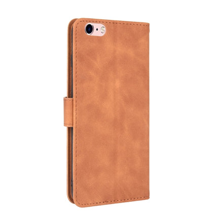 For iPhone 6 & 6s Solid Color Skin Feel Magnetic Buckle Horizontal Flip Calf Texture PU Leather Case with Holder & Card Slots & Wallet(Brown)-garmade.com