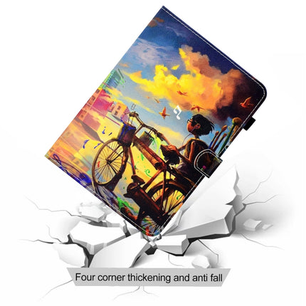 For iPad Air 2022 / 2020 10.9 Colored Drawing Stitching Horizontal Flip Leather Case with Holder & Card Slots & Sleep / Wake-up function(Bike Boy)-garmade.com