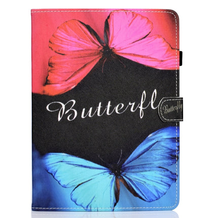 For iPad Air 2022 / 2020 10.9 Colored Drawing Stitching Horizontal Flip Leather Case with Holder & Card Slots & Sleep / Wake-up function(Butterfly Love)-garmade.com