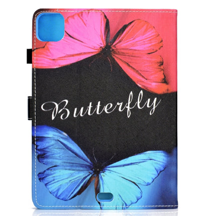 For iPad Air 2022 / 2020 10.9 Colored Drawing Stitching Horizontal Flip Leather Case with Holder & Card Slots & Sleep / Wake-up function(Butterfly Love)-garmade.com