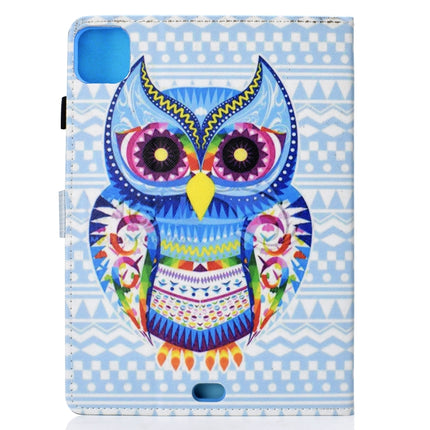 For iPad Air 2022 / 2020 10.9 Colored Drawing Stitching Horizontal Flip Leather Case with Holder & Card Slots & Sleep / Wake-up function(Colored Owl)-garmade.com