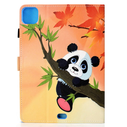 For iPad Air 2022 / 2020 10.9 Colored Drawing Stitching Horizontal Flip Leather Case with Holder & Card Slots & Sleep / Wake-up function(Panda)-garmade.com