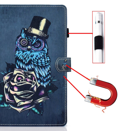 For iPad Air 2022 / 2020 10.9 Colored Drawing Stitching Horizontal Flip Leather Case with Holder & Card Slots & Sleep / Wake-up function(Owl)-garmade.com