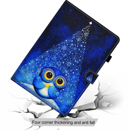 For iPad Air 2022 / 2020 10.9 Colored Drawing Stitching Horizontal Flip Leather Case with Holder & Card Slots & Sleep / Wake-up function(Night Sky Owl)-garmade.com