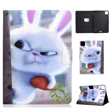 For iPad Air 2022 / 2020 10.9 Electric Pressed Colored Drawing Horizontal Flip Leather Case with Holder & Card Slots & Sleep / Wake-up function(White Rabbit)-garmade.com