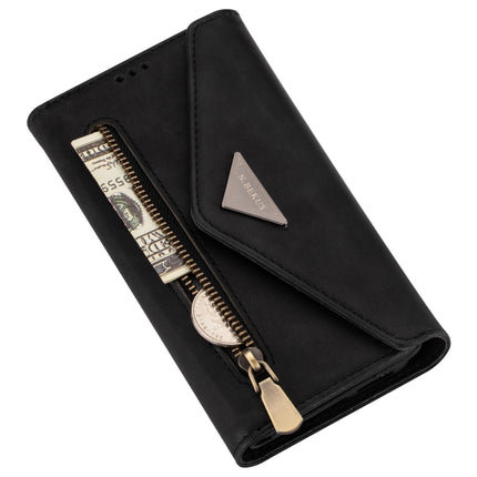 For iPhone 6 Skin Feel Zipper Horizontal Flip Leather Case with Holder & Card Slots & Photo Frame & Lanyard & Long Rope(Black)-garmade.com