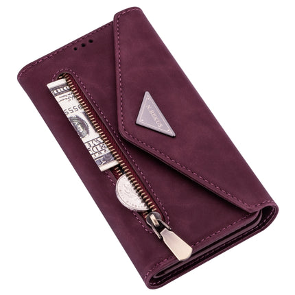 For iPhone 6 Skin Feel Zipper Horizontal Flip Leather Case with Holder & Card Slots & Photo Frame & Lanyard & Long Rope(Wine Red)-garmade.com