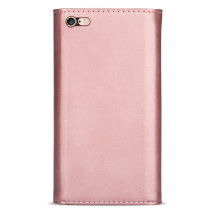 For iPhone 6 Skin Feel Zipper Horizontal Flip Leather Case with Holder & Card Slots & Photo Frame & Lanyard & Long Rope(Rose Gold)-garmade.com