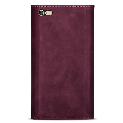 For iPhone 6 Plus Skin Feel Zipper Horizontal Flip Leather Case with Holder & Card Slots & Photo Frame & Lanyard & Long Rope(Wine Red)-garmade.com