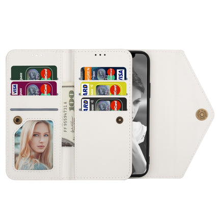 For iPhone 6 Plus Skin Feel Zipper Horizontal Flip Leather Case with Holder & Card Slots & Photo Frame & Lanyard & Long Rope(White)-garmade.com