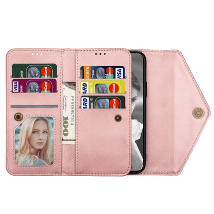 For iPhone XS / X Skin Feel Zipper Horizontal Flip Leather Case with Holder & Card Slots & Photo Frame & Lanyard & Long Rope(Rose Gold)-garmade.com