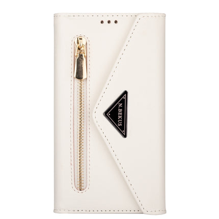 For iPhone XR Skin Feel Zipper Horizontal Flip Leather Case with Holder & Card Slots & Photo Frame & Lanyard & Long Rope(White)-garmade.com