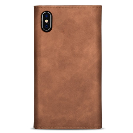 For iPhone XS Max Skin Feel Zipper Horizontal Flip Leather Case with Holder & Card Slots & Photo Frame & Lanyard & Long Rope(Brown)-garmade.com