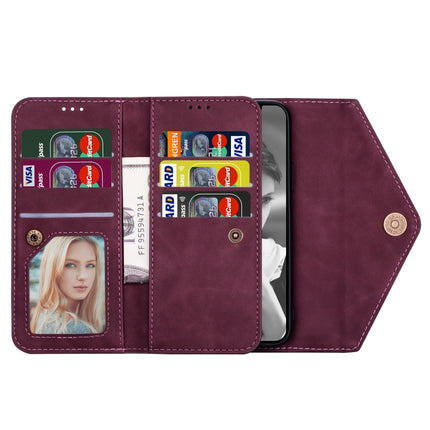 For iPhone XS Max Skin Feel Zipper Horizontal Flip Leather Case with Holder & Card Slots & Photo Frame & Lanyard & Long Rope(Wine Red)-garmade.com