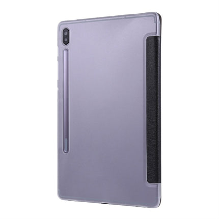 For Samsung Galaxy Tab S8+ / Tab S8 Plus / Tab S7 FE / Tab S7+ / T970 Silk Texture Three-fold Horizontal Flip Leather Case with Holder & Pen Slot(Black)-garmade.com