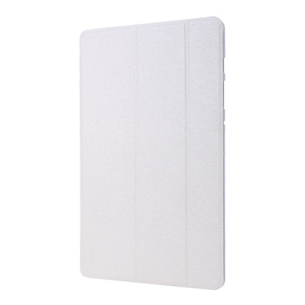 For Samsung Galaxy Tab S8+ / Tab S8 Plus / Tab S7 FE / Tab S7+ / T970 Silk Texture Three-fold Horizontal Flip Leather Case with Holder & Pen Slot(White)-garmade.com