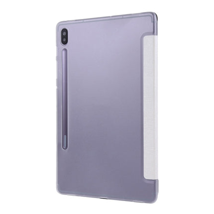 For Samsung Galaxy Tab S8+ / Tab S8 Plus / Tab S7 FE / Tab S7+ / T970 Silk Texture Three-fold Horizontal Flip Leather Case with Holder & Pen Slot(White)-garmade.com