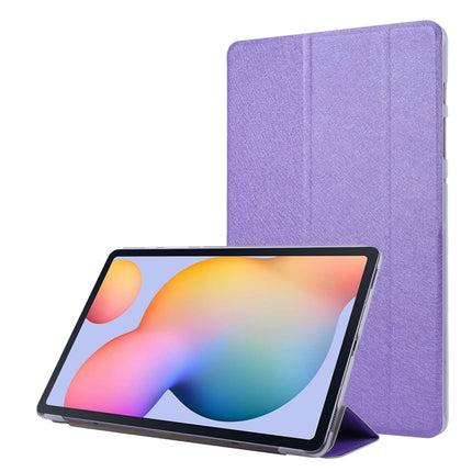 For Samsung Galaxy Tab S8+ / Tab S8 Plus / Tab S7 FE / Tab S7+ / T970 Silk Texture Three-fold Horizontal Flip Leather Case with Holder & Pen Slot(Purple)-garmade.com