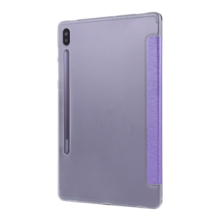 For Samsung Galaxy Tab S8+ / Tab S8 Plus / Tab S7 FE / Tab S7+ / T970 Silk Texture Three-fold Horizontal Flip Leather Case with Holder & Pen Slot(Purple)-garmade.com