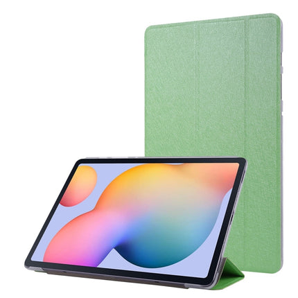 For Samsung Galaxy Tab S8+ / Tab S8 Plus / Tab S7 FE / Tab S7+ / T970 Silk Texture Three-fold Horizontal Flip Leather Case with Holder & Pen Slot(Green)-garmade.com