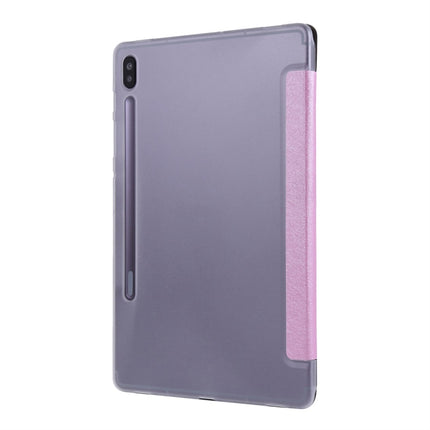 For Samsung Galaxy Tab S8+ / Tab S8 Plus / Tab S7 FE / Tab S7+ / T970 Silk Texture Three-fold Horizontal Flip Leather Case with Holder & Pen Slot(Pink)-garmade.com