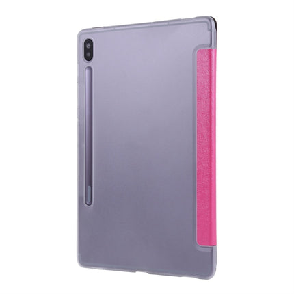 For Samsung Galaxy Tab S8+ / Tab S8 Plus / Tab S7 FE / Tab S7+ / T970 Silk Texture Three-fold Horizontal Flip Leather Case with Holder & Pen Slot(Rose Red)-garmade.com