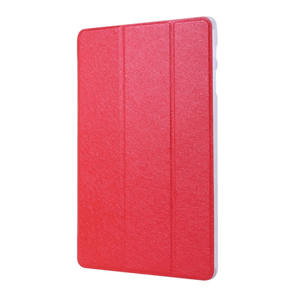 For Samsung Galaxy Tab S8+ / Tab S8 Plus / Tab S7 FE / Tab S7+ / T970 Silk Texture Three-fold Horizontal Flip Leather Case with Holder & Pen Slot(Red)-garmade.com