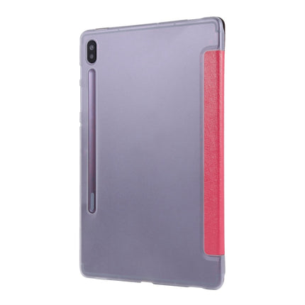 For Samsung Galaxy Tab S8+ / Tab S8 Plus / Tab S7 FE / Tab S7+ / T970 Silk Texture Three-fold Horizontal Flip Leather Case with Holder & Pen Slot(Red)-garmade.com