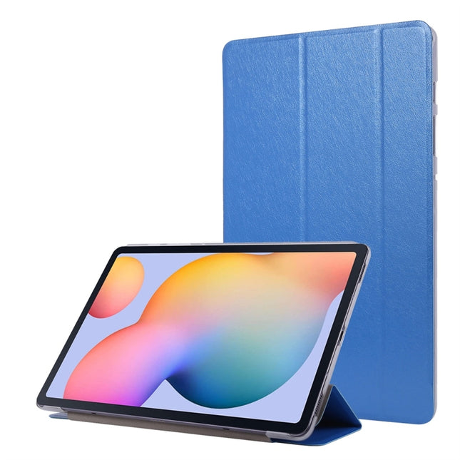 For Samsung Galaxy Tab S8+ / Tab S8 Plus / Tab S7 FE / Tab S7+ / T970 Silk Texture Three-fold Horizontal Flip Leather Case with Holder & Pen Slot(Blue)-garmade.com