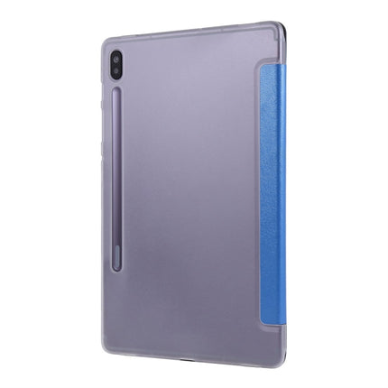 For Samsung Galaxy Tab S8+ / Tab S8 Plus / Tab S7 FE / Tab S7+ / T970 Silk Texture Three-fold Horizontal Flip Leather Case with Holder & Pen Slot(Blue)-garmade.com