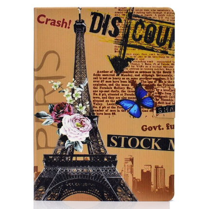 For iPad Air 2022 / 2020 10.9 Electric Pressed Colored Drawing Horizontal Flip Leather Case with Holder & Card Slots & Sleep / Wake-up Function(Eiffel Tower)-garmade.com