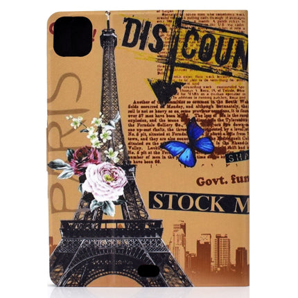 For iPad Air 2022 / 2020 10.9 Electric Pressed Colored Drawing Horizontal Flip Leather Case with Holder & Card Slots & Sleep / Wake-up Function(Eiffel Tower)-garmade.com