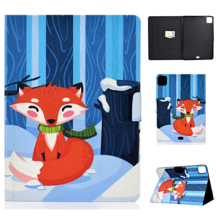 For iPad Air 2022 / 2020 10.9 Electric Pressed Colored Drawing Horizontal Flip Leather Case with Holder & Card Slots & Sleep / Wake-up Function(Red Fox)-garmade.com