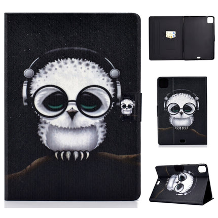For iPad Air 2022 / 2020 10.9 Electric Pressed Colored Drawing Horizontal Flip Leather Case with Holder & Card Slots & Sleep / Wake-up Function(Spectacled Cat)-garmade.com