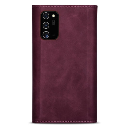 For Samsung Galaxy Note20 Skin Feel Zipper Horizontal Flip Leather Case with Holder & Card Slots & Photo Frame & Lanyard & Long Rope(Wine Red)-garmade.com