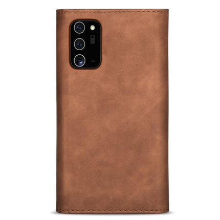 For Samsung Galaxy Note20 Ultra Skin Feel Zipper Horizontal Flip Leather Case with Holder & Card Slots & Photo Frame & Lanyard & Long Rope(Brown)-garmade.com