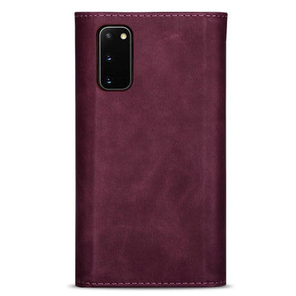 For Samsung Galaxy S20 Skin Feel Zipper Horizontal Flip Leather Case with Holder & Card Slots & Photo Frame & Lanyard & Long Rope(Wine Red)-garmade.com