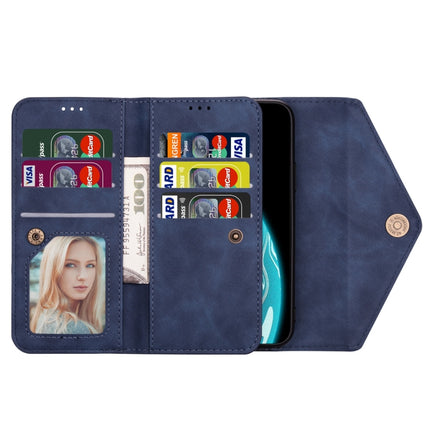 For Samsung Galaxy S20+ Skin Feel Zipper Horizontal Flip Leather Case with Holder & Card Slots & Photo Frame & Lanyard & Long Rope(Blue)-garmade.com