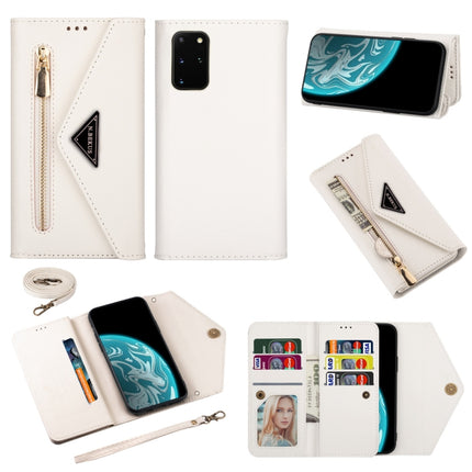 For Samsung Galaxy S20+ Skin Feel Zipper Horizontal Flip Leather Case with Holder & Card Slots & Photo Frame & Lanyard & Long Rope(White)-garmade.com