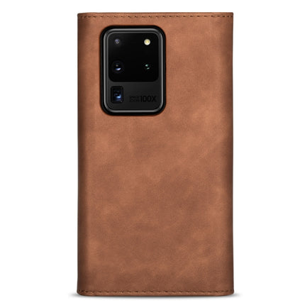 For Samsung Galaxy S20 Ultra Skin Feel Zipper Horizontal Flip Leather Case with Holder & Card Slots & Photo Frame & Lanyard & Long Rope(Brown)-garmade.com