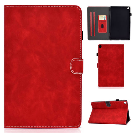 For Samsung Galaxy Tab A7 10.4 2020 T500 Cowhide Texture Horizontal Flip Leather Case with Holder & Card Slots(Red)-garmade.com