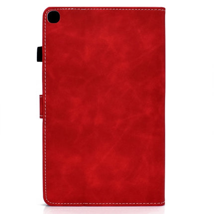 For Samsung Galaxy Tab A7 10.4 2020 T500 Cowhide Texture Horizontal Flip Leather Case with Holder & Card Slots(Red)-garmade.com