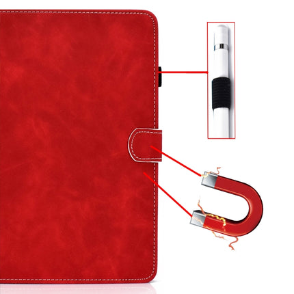 For Samsung Galaxy Tab A7 10.4 2020 T500 Cowhide Texture Horizontal Flip Leather Case with Holder & Card Slots(Red)-garmade.com