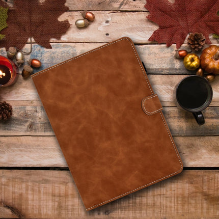 For Samsung Galaxy Tab A7 10.4 2020 T500 Cowhide Texture Horizontal Flip Leather Case with Holder & Card Slots(Brown)-garmade.com