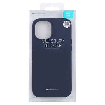 For iPhone 12 / 12 Pro GOOSPERY SILICONE Solid Color Soft Liquid Silicone Shockproof Soft TPU Case(Navy Blue)-garmade.com