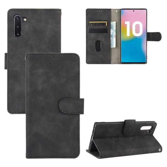 For Samsung Galaxy Note10 Solid Color Skin Feel Magnetic Buckle Horizontal Flip Calf Texture PU Leather Case with Holder & Card Slots & Wallet(Black)-garmade.com