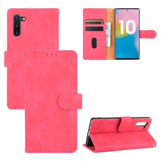 For Samsung Galaxy Note10 Solid Color Skin Feel Magnetic Buckle Horizontal Flip Calf Texture PU Leather Case with Holder & Card Slots & Wallet(Rose Red)-garmade.com