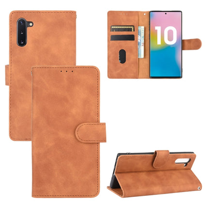 For Samsung Galaxy Note10 Solid Color Skin Feel Magnetic Buckle Horizontal Flip Calf Texture PU Leather Case with Holder & Card Slots & Wallet(Brown)-garmade.com
